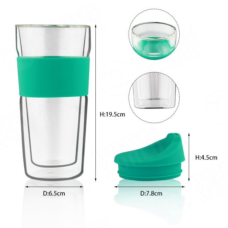 Double Wall Insulated Elephant Personalised Glass Coffee Tea Cups Custom Printing Travel mugs