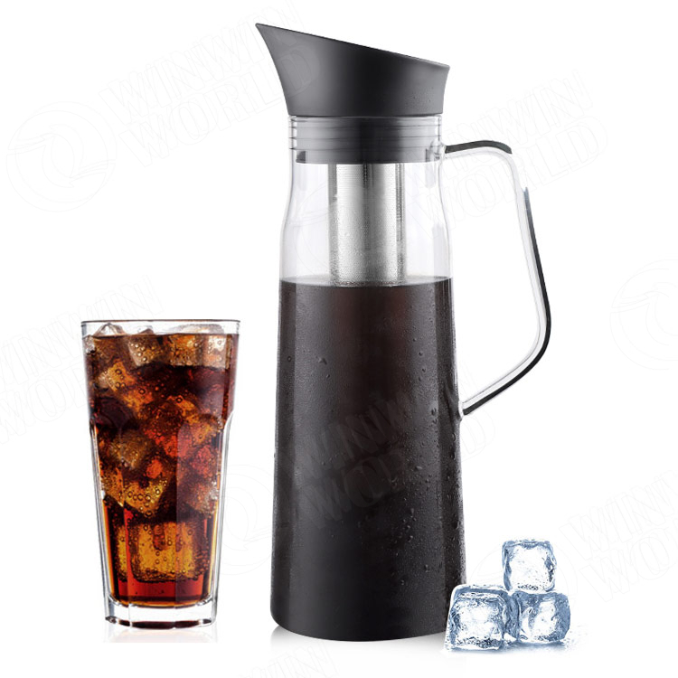 Best Selling Glass Pitcher 1500ML Big Capacity Easy Clean Water Filter Coffee Tea Juice Jug with Stainless Steel Filter
