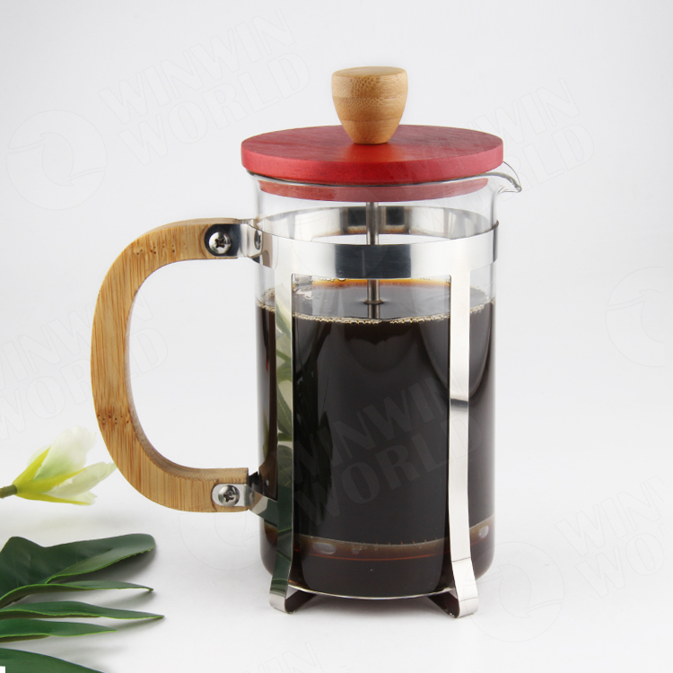 Bamboo Lid Glass Coffee Hand Press Espresso Machine