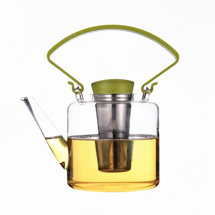 Clear Heart Shaped Tea Cup Glass Tea Pot with Infuser Heat-resisting