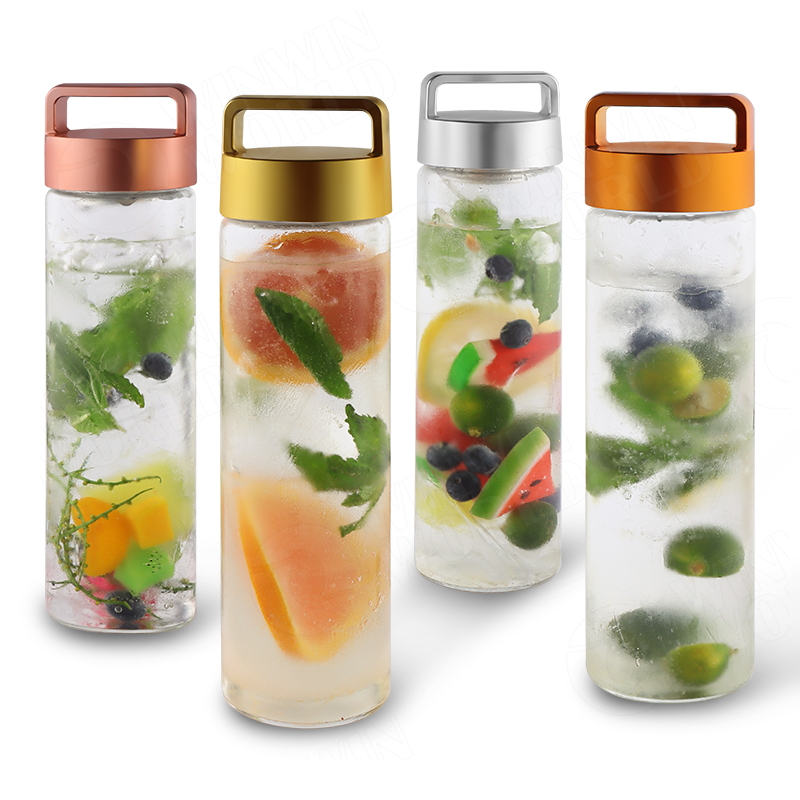 Best Summer Time Single Walled Glass Water Bottles Manufactures Wholesale Fruit Tea Brewing Bottles WIth Infuser