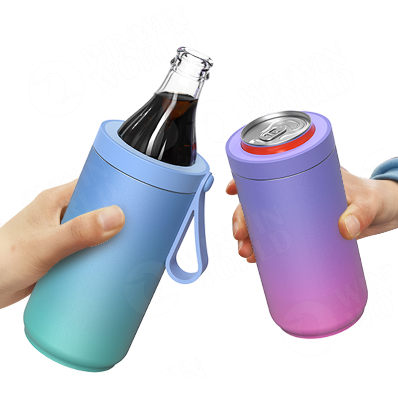 Vacuum Insulated Beer Tumbler Custom Wine Tumbler 12oz Can Cooler