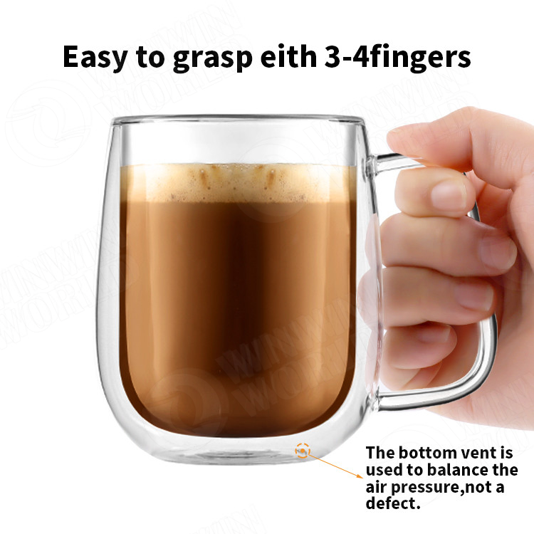 Vacuum Insulated Double Wall Glass Coffee Mug Personalized Cusom Made Keep Inside Hot/Cold Cups