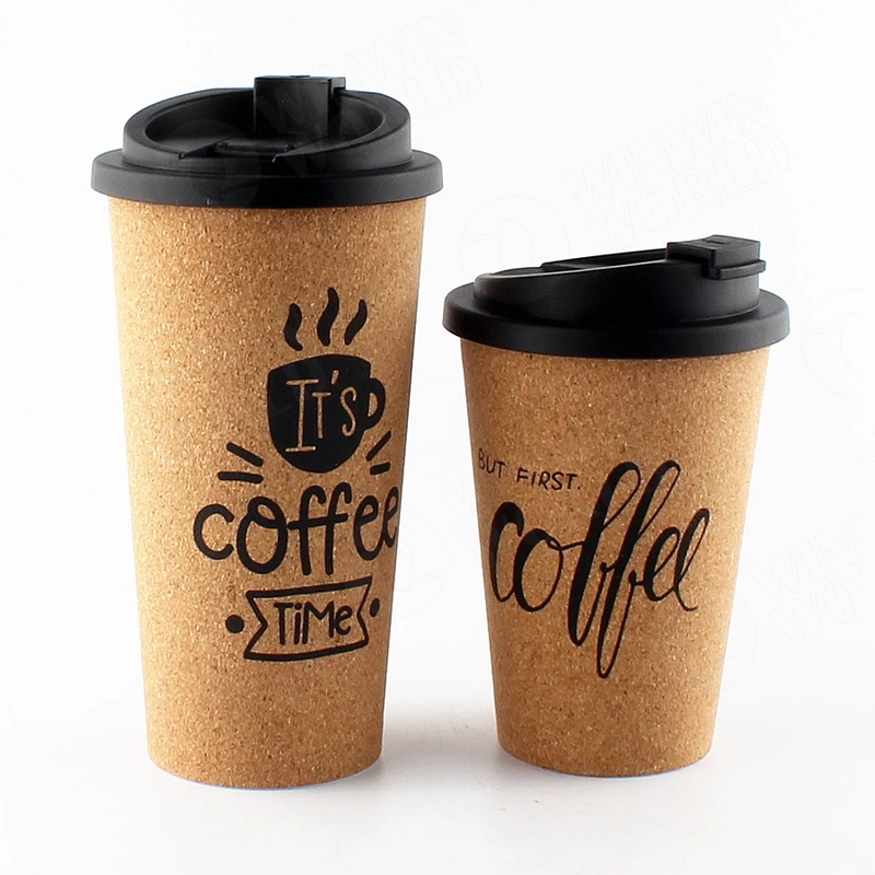 Eco Friendly Cork Made Natural Wood Cafetiere Personalised Name Cute Tumbler Cups Travel Mug