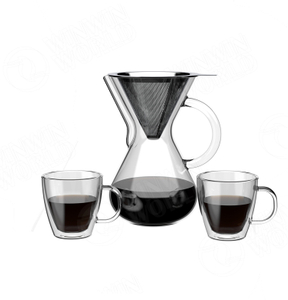 New Arrival Kit Business Gift Pour Over Coffee Maker Reuseable Stainless Steel Filter Dripping Coffee Maker With Two Cups