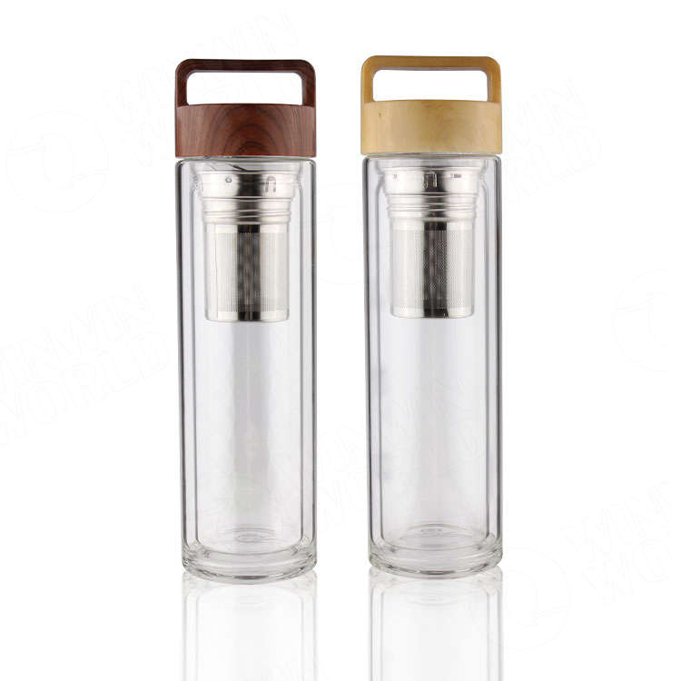 Top Quality Double Wall Glassware Best Insulated Drinking Glasses with Tea Infuser