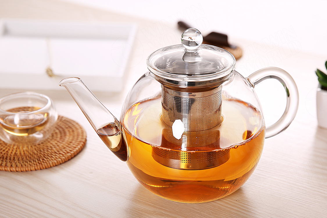 Glass Tea Pot with Strainer Milk Tea Taro Balls Cooked Pot