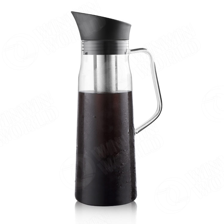 Best Selling Glass Pitcher 1500ML Big Capacity Easy Clean Water Filter Coffee Tea Juice Jug with Stainless Steel Filter