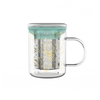 Beautiful Decal Custom Design Glass Double Wall Vintage Tea Cup With Infuser ,Tea Cups Glass Cover Saucers Easy Clean